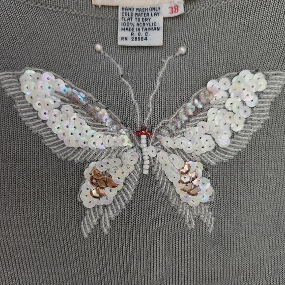 Vintage Butterfly Sleeve Embroidered Sweater 38 Medium - Picture 8 of 8